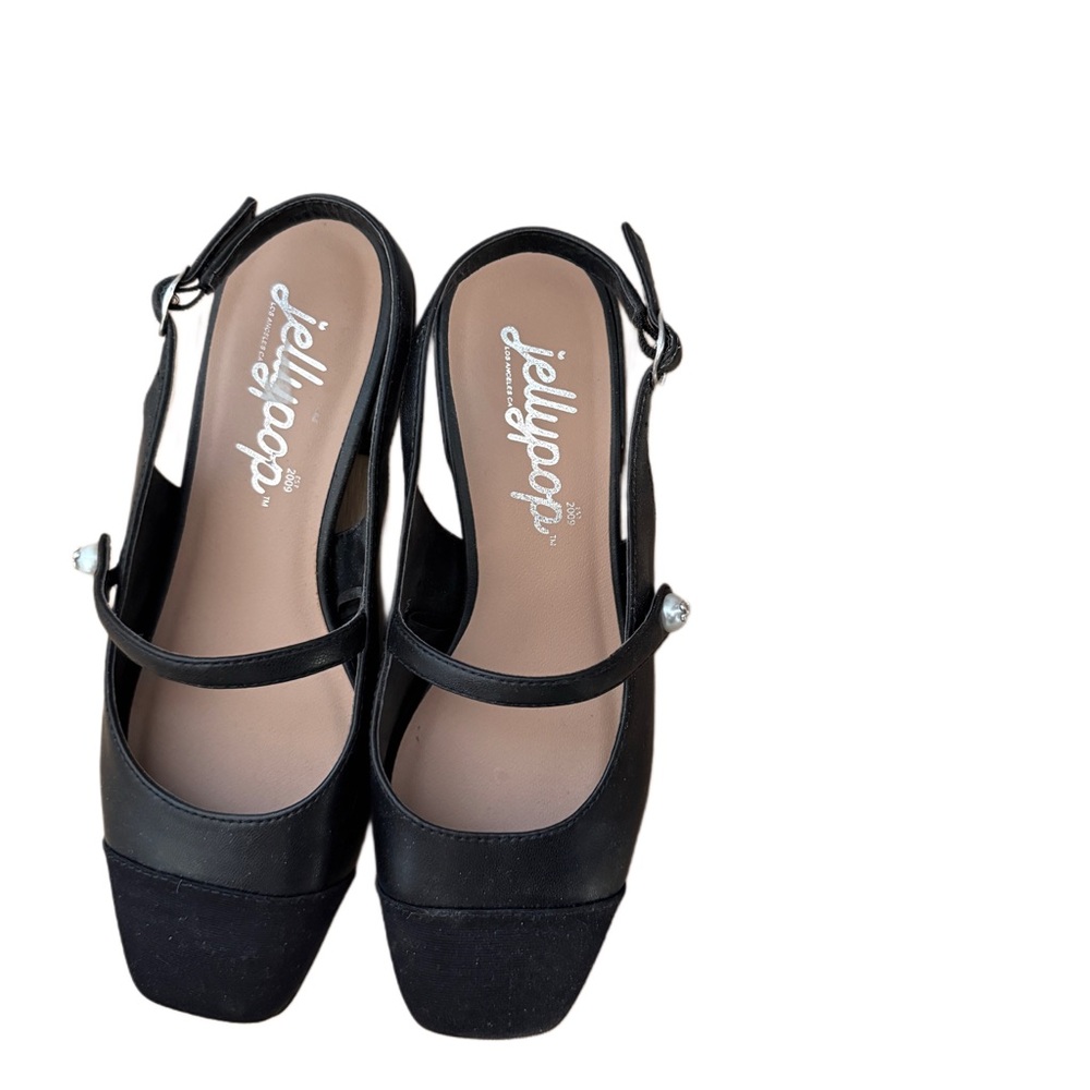 Jellypop Black Slingback Heels